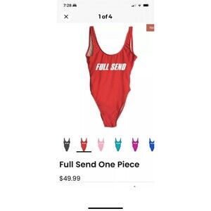 Full Send One Piece Red California Thong Swimsuit Bathing Suit Women’s Large NEW